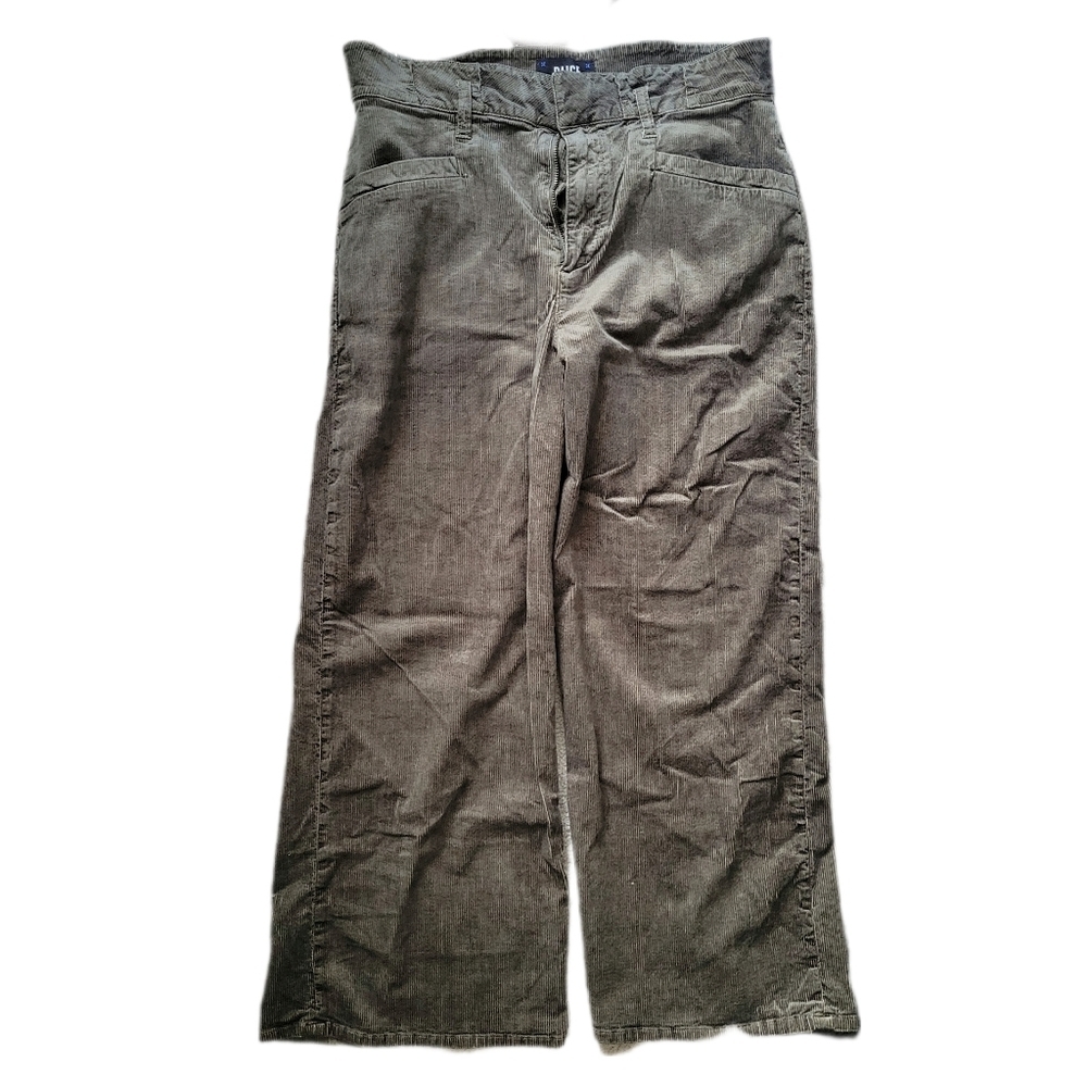 Paige // Women's Anessa Corduroy High-Rise Crop Wide-Leg Jeans / Olive / Size 28 - Picture 2 of 7